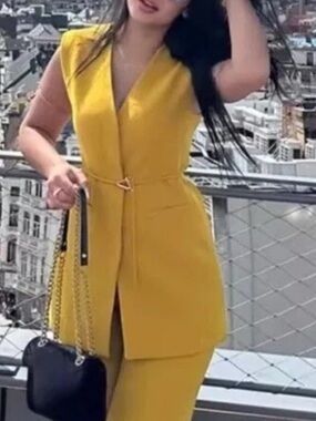 ZARA Mustard Belted Vest size XS/ NWT
